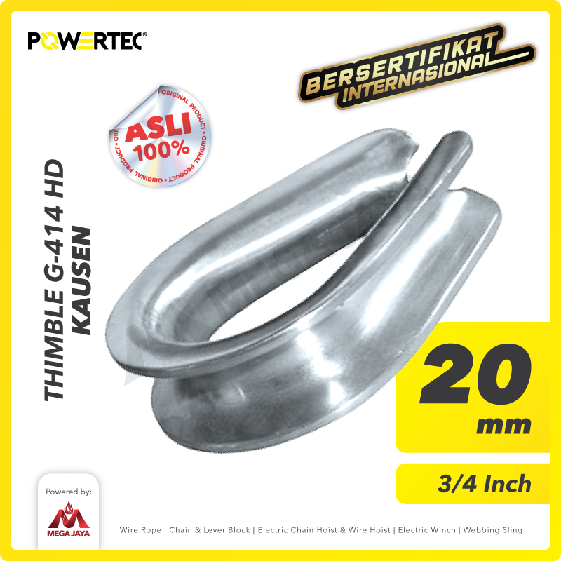Thimble Wire Rope Kausen Sling G-414 HD 20mm - 3/4" POWERTEC