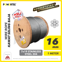 Wire Rope / Kawat Seling Baja 7x19 SS 304 16mm POWERTEC  - 1 Meter