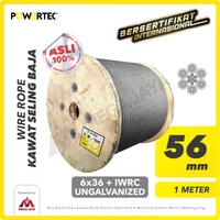 Wire Rope / Kawat Seling Baja 6x36 IWRC 56mm Ungalv POWERTEC - 1 Meter