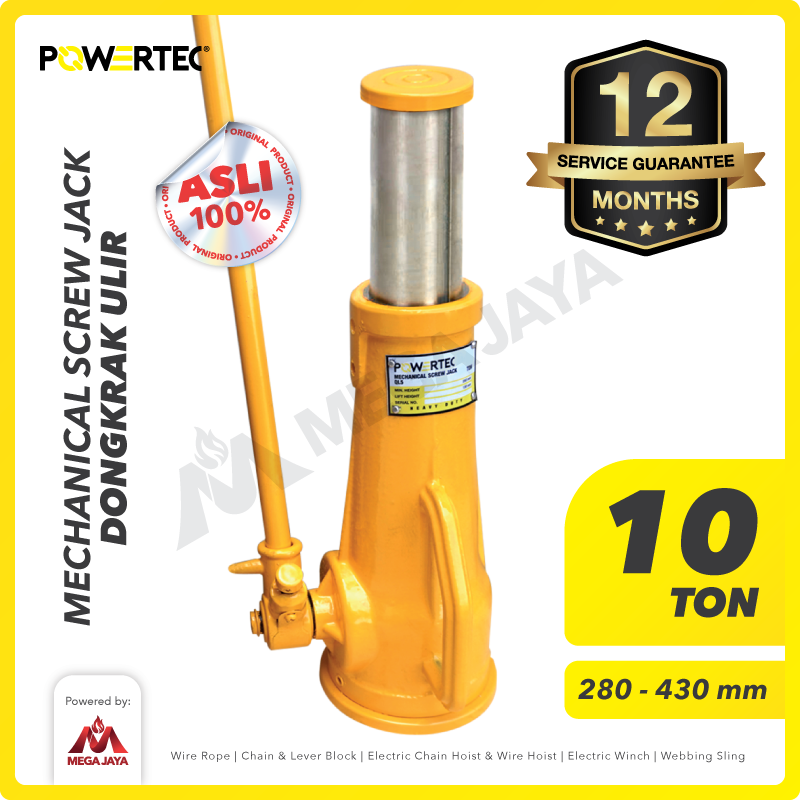 Screw Jack / Dongkrak Ulir Botol 10 Ton POWERTEC