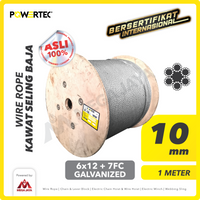 Wire Rope / Kawat Seling Baja 6x12 7FC 10mm Galv POWERTEC - 1 Meter