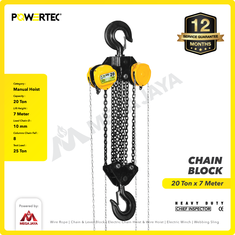 Chain Block / Takel 20 Ton x 7 Meter POWERTEC