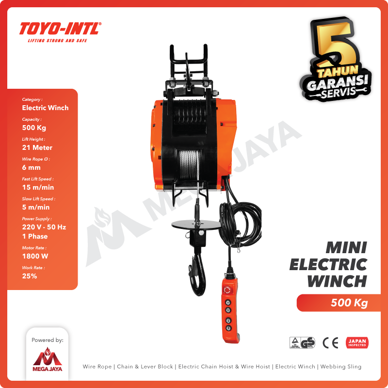 Mini Electric Winch / Baby Winch 500 Kg x 21 Meter TOYO-INTL