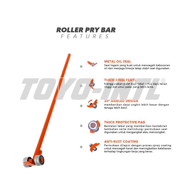 Roller Pry Bar 3 Ton