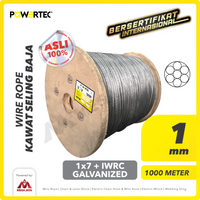 Wire Rope / Kawat Seling Baja 1x7 1mm Galv POWERTEC - 1000m