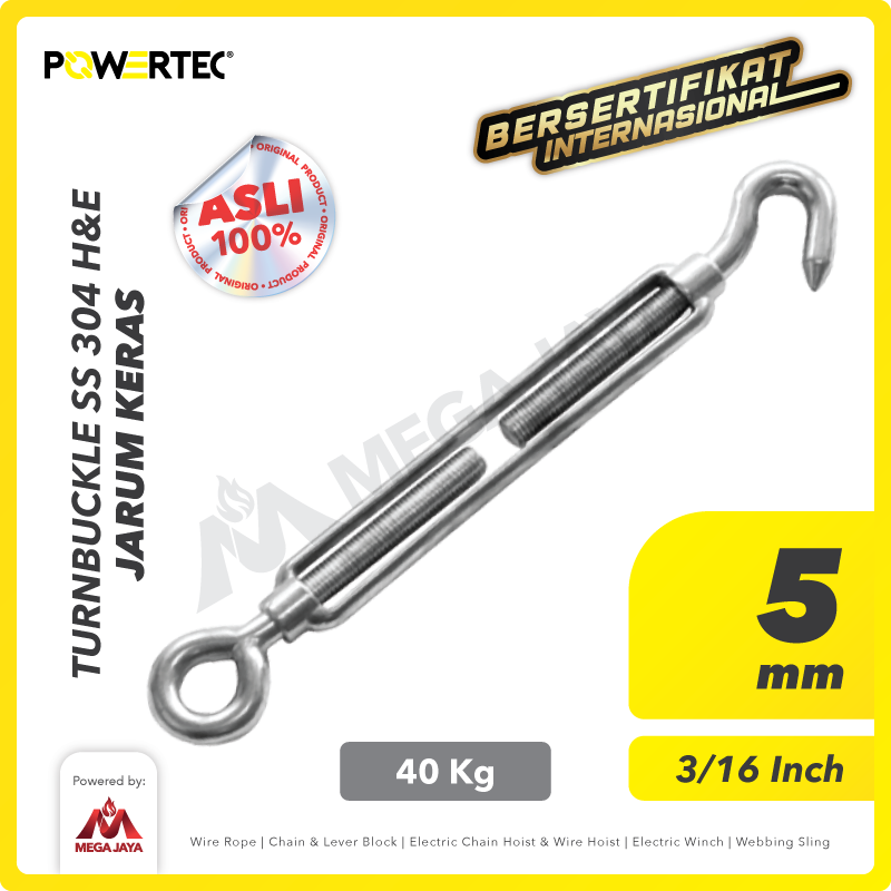 Turnbuckle / Jarum Keras SS 304 Hook & Eye M5 Span Skrup POWERTEC