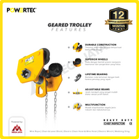 Geared Trolley / Gear Troli Hoist 3 Ton x 5 Meter POWERTEC