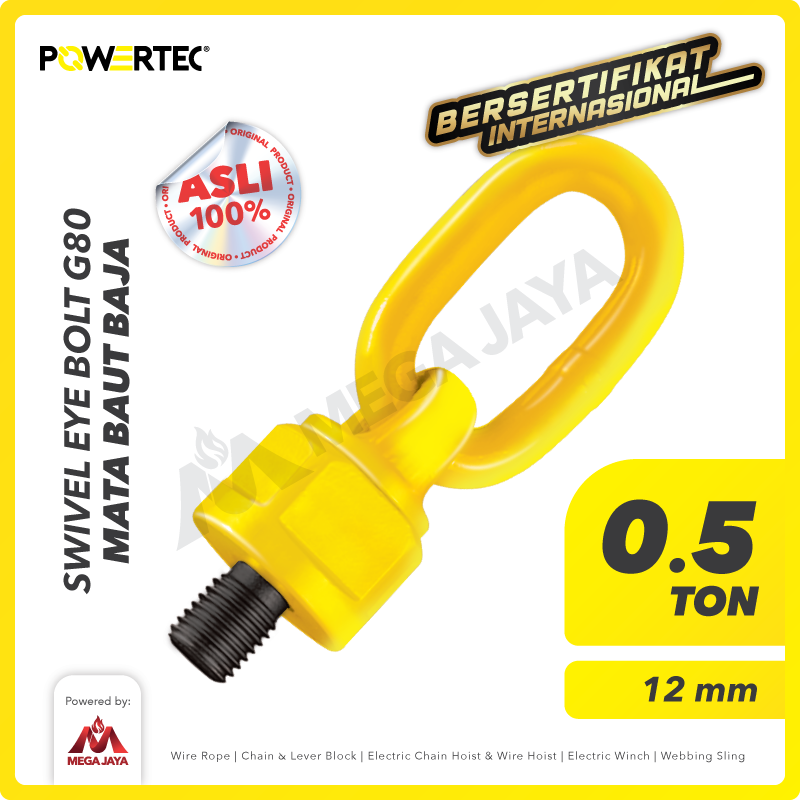 Swivel Eye Bolt / Mata Baut M12 - 0.5 Ton POWERTEC