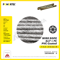 Wire Rope / Kawat Seling Baja 6x7 FC PVC 1.5mm - 2mm POWERTEC  - 1 Mtr