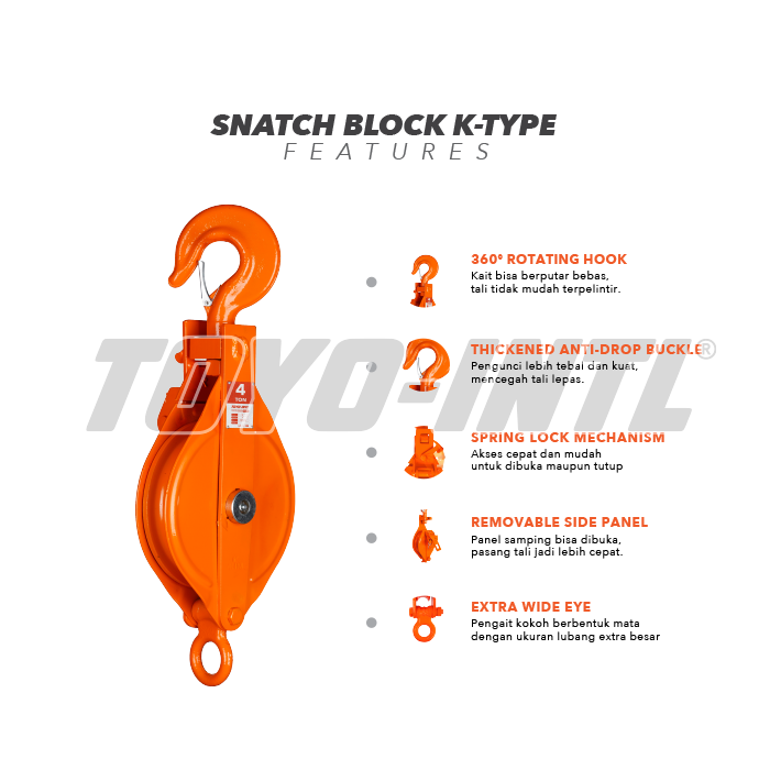 Snatch Block K-Type 1 Ton 4" Eye 1S