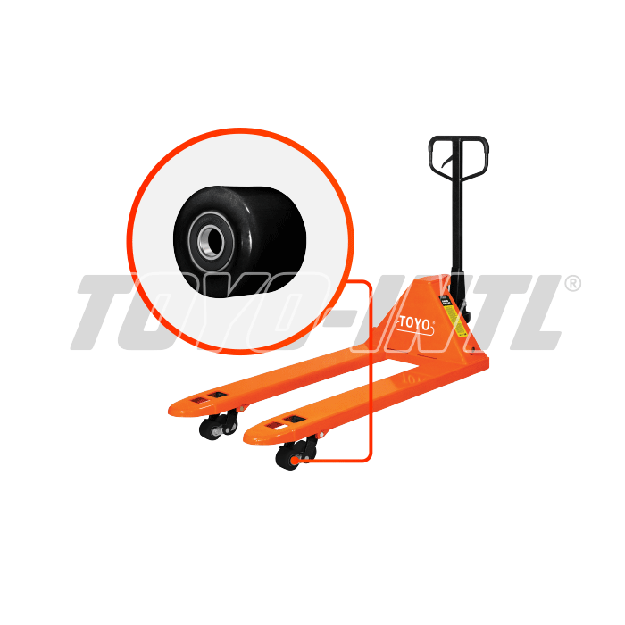 Parts of Hand Pallet Toyo 5Ton : Nylon Wheel (Front) 80Milimeter x 70Milimeter