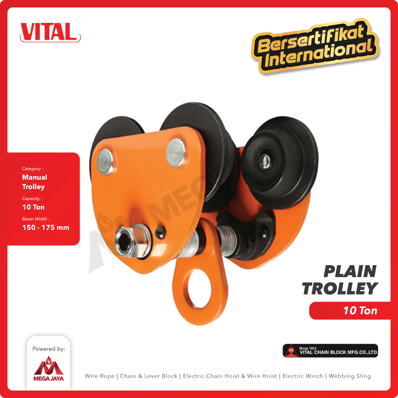 Plain Trolley / Manual Troli 10 Ton VITAL