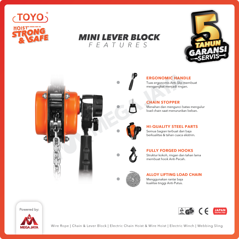Mini Lever Block / Lever Hoist 500 Kg x 1.5 Meter TOYO