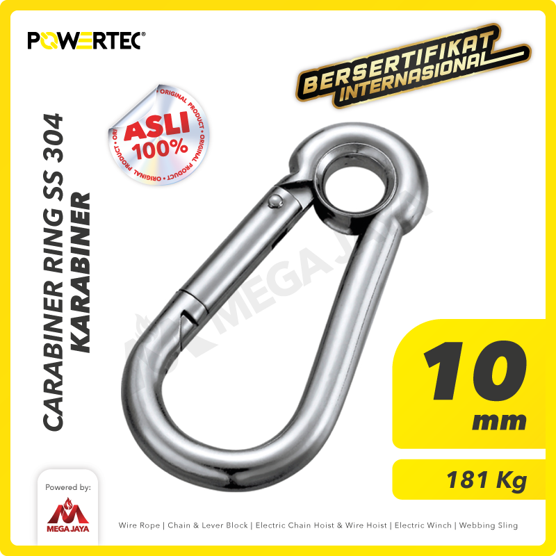 Carabiner / Karabiner Ring SS 304 10 mm POWERTEC