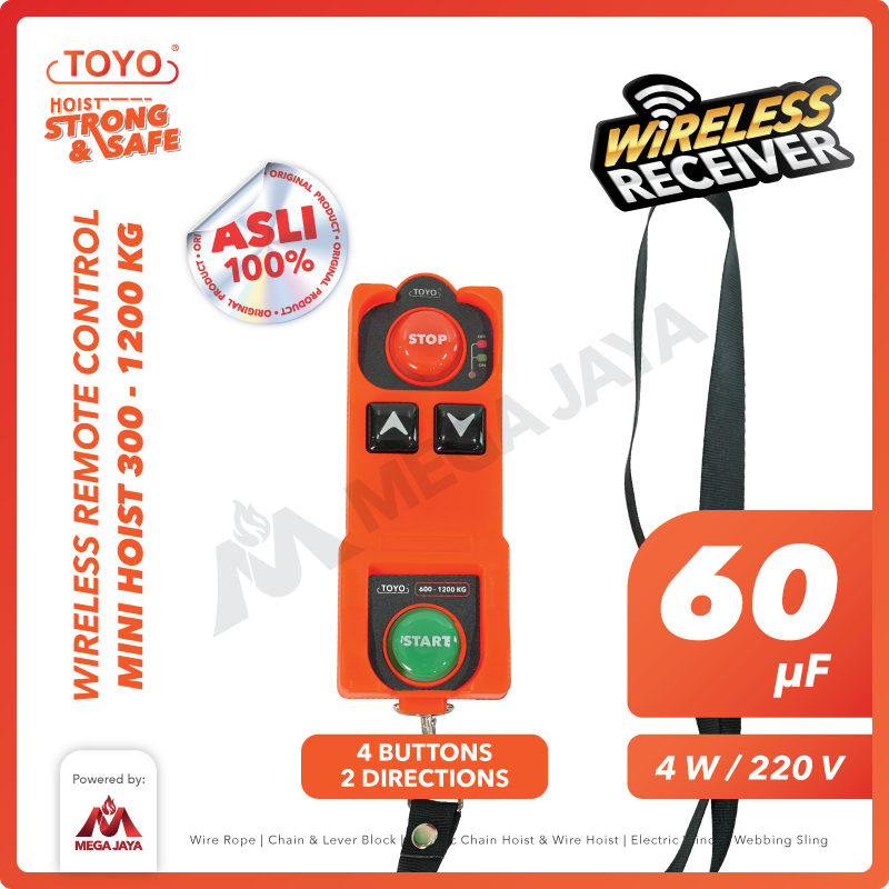 Wireless Remote Control Mini Hoist 220V 4 Button 2 Direction 60μF TOYO