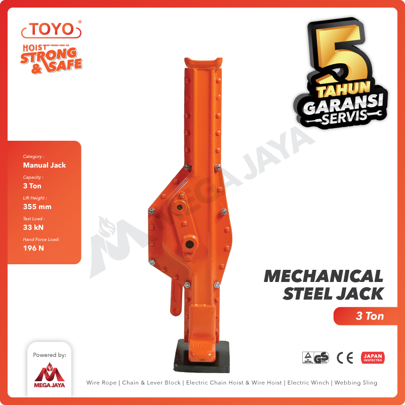 Mechanical Steel Jack / Dongkrak Kereta 3 Ton TOYO
