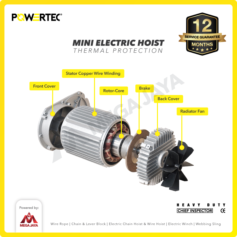 Mini Electric Hoist / Katrol Listrik 300/600 Kg x 20 Meter POWERTEC