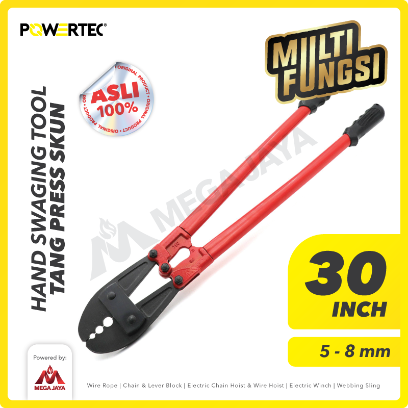 Tang Press Skun / Crimping Tools 30" 5mm-8mm Hand Swaging POWERTEC