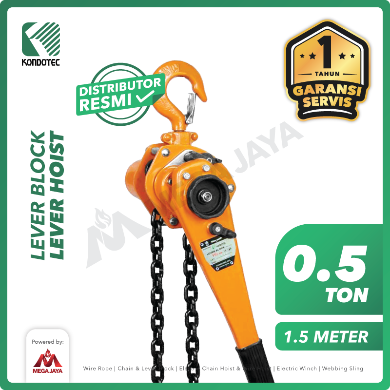 Lever Block / Lever Hoist 0.5 Ton x 1.5 Meter KONDOTEC