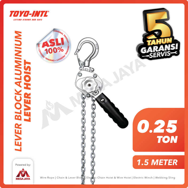 Aluminium Lever Block / Lever Hoist 0.25 Ton x 1.5 Meter TOYO-INTL