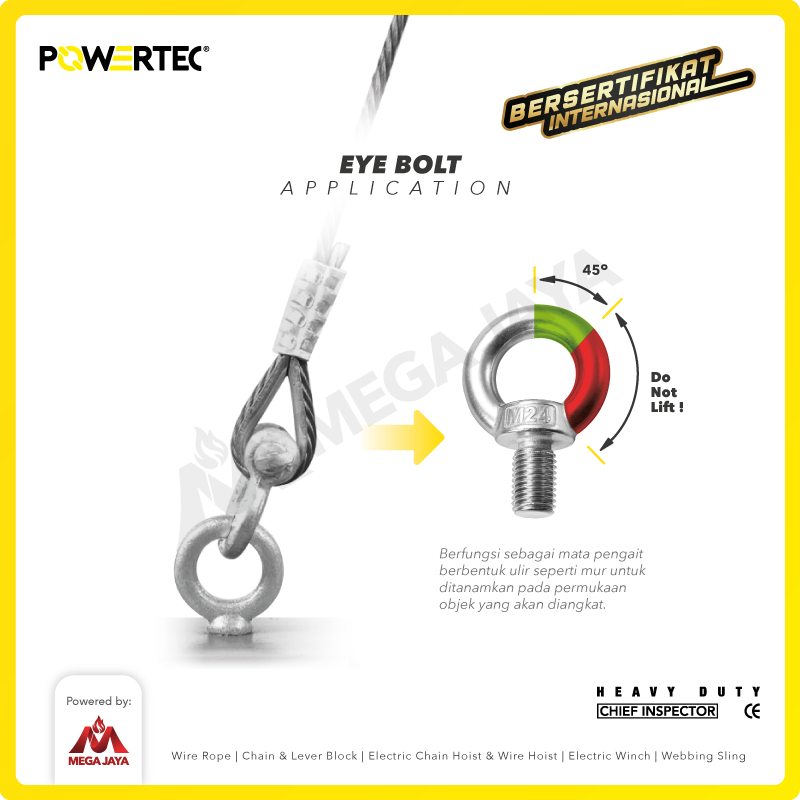 Eye Bolt / Mata Baut Galvanized M6 POWERTEC