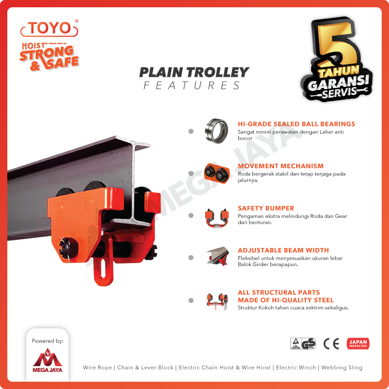 Plain Trolley / Manual Troli 3 Ton TOYO