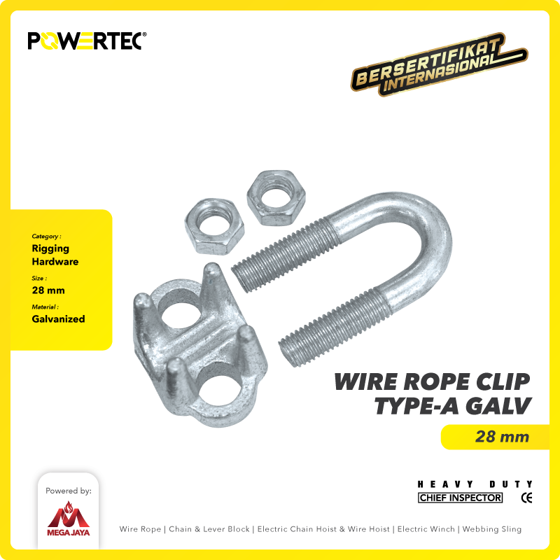 Wire Rope Clip / Klem Seling Kuku Macan Galv 28mm Bulldog POWERTEC