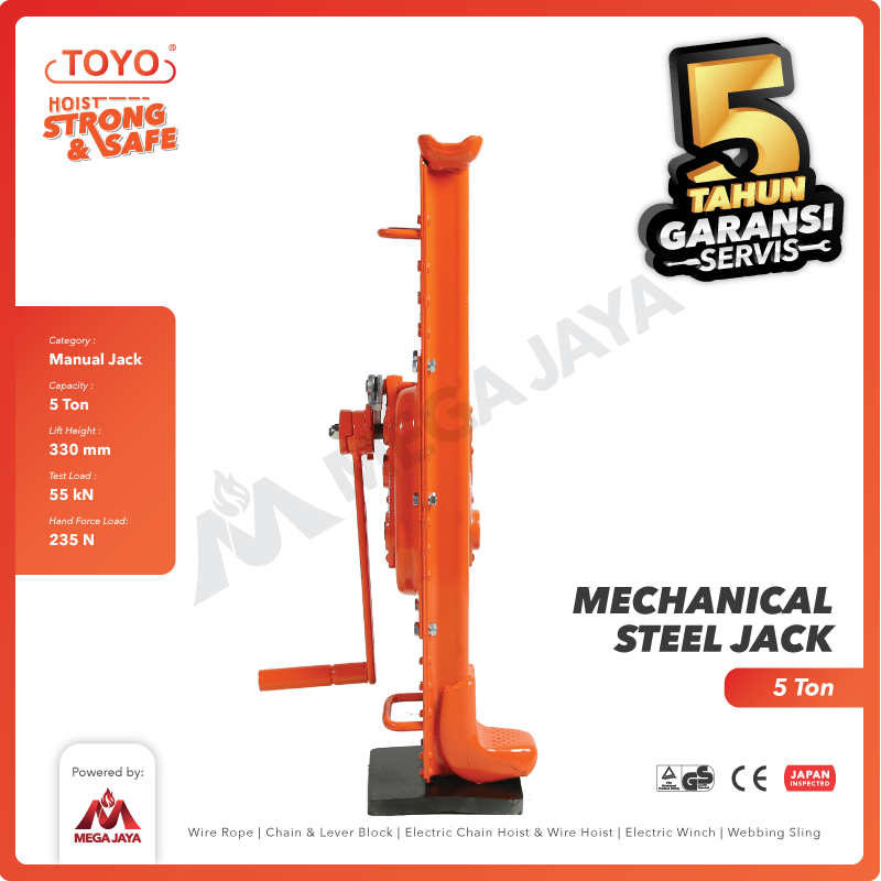 Mechanical Steel Jack / Dongkrak Kereta 5 Ton TOYO