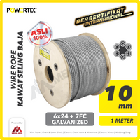 Wire Rope / Kawat Seling Baja 6x24 7FC 10mm Galv POWERTEC - 1 Meter