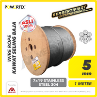 Wire Rope / Kawat Seling Baja 7x19 SS 304 5mm POWERTEC  - 1 Meter