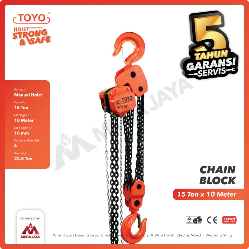 Chain Block / Takel 15 Ton x 10 Meter TOYO