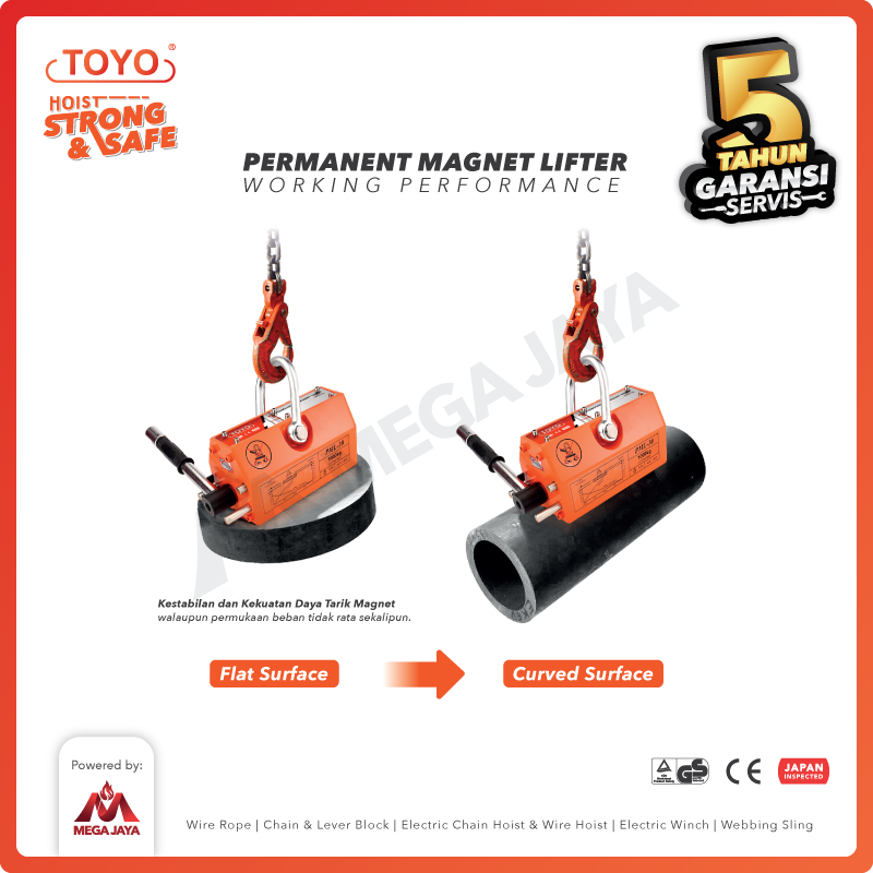 Permanent Magnet Lifter / Magnetic Lifter 0.3 Ton TOYO