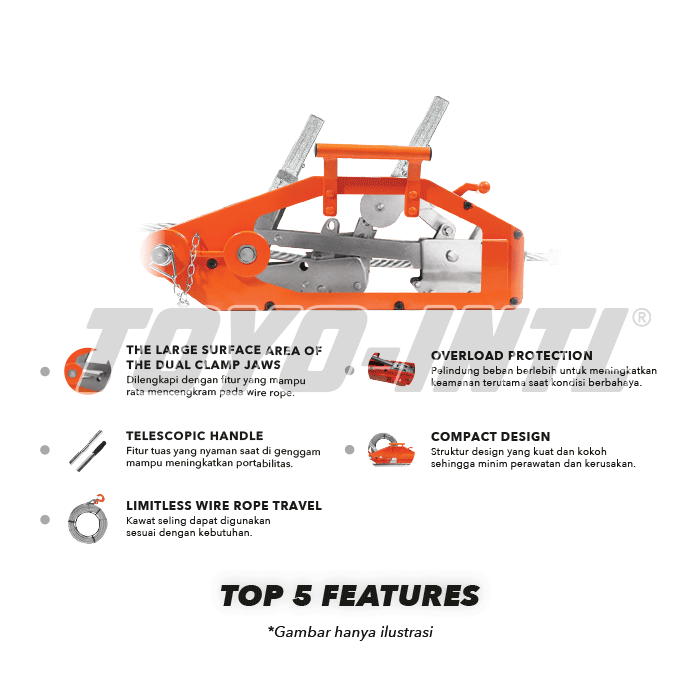 Wire Rope Pulling Hoist Toyo ZNL3200 3,2 T x 20 M 16mm