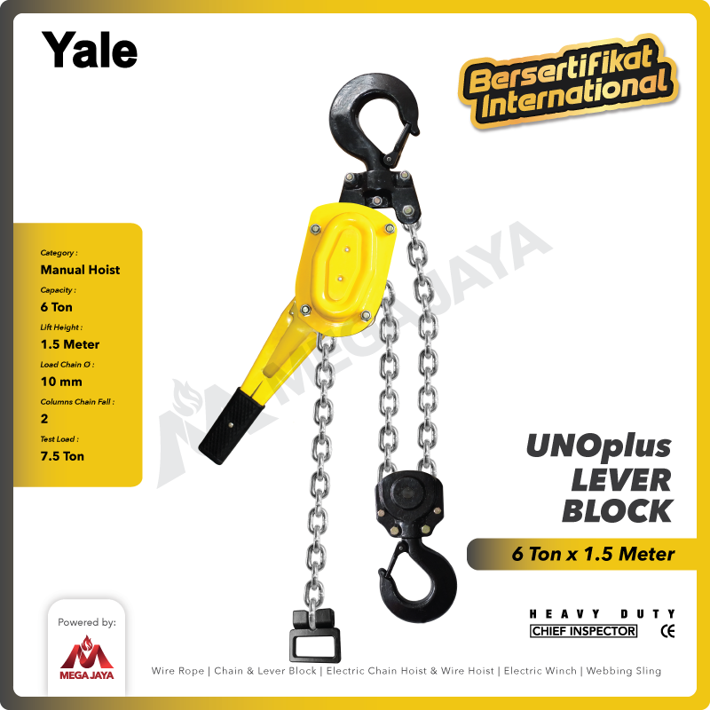 Lever Block / Lever Hoist 6 Ton x 1.5 Meter UNOplus YALE