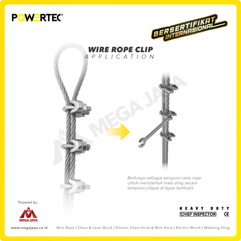 Wire Rope Clip / Klem Seling Kuku Macan SS 316 18mm POWERTEC Bulldog