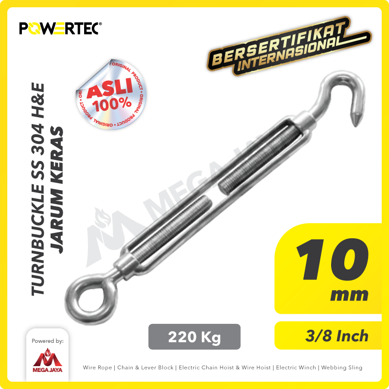 Turnbuckle / Jarum Keras SS 304 Hook & Eye M10 Span Skrup POWERTEC
