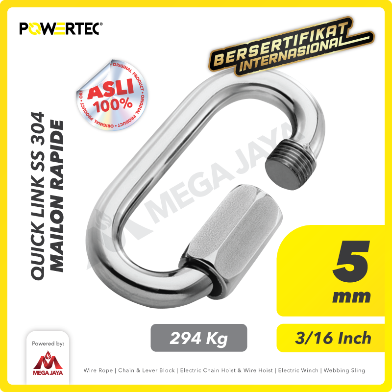 Quick Link / Mailon Rapide SS 5mm Screw Lock Climbing Gear POWERTEC