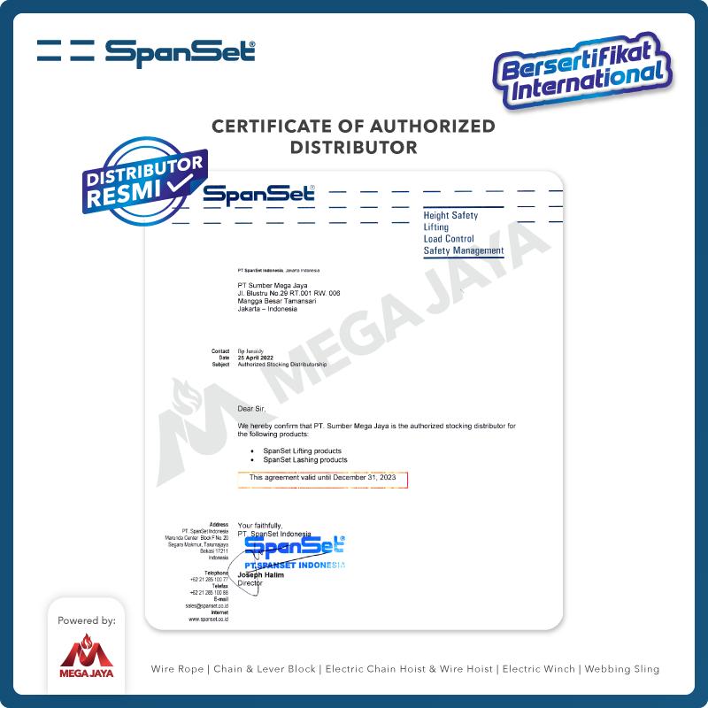 Webbing Sling Belt / Tali Angkat 5 Ton x 3 Meter SPANSET