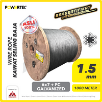 Wire Rope / Kawat Seling Baja 6x7 FC 1.5mm Galv POWERTEC - 1000m