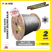 Wire Rope / Kawat Seling Baja 6x7 FC 2mm Galv POWERTEC - 1 Meter