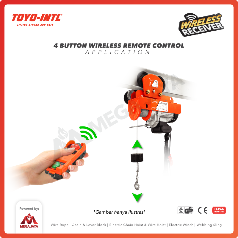 Wireless Remote Control Mini Hoist 220V 4 Button 2 Direction 40μF TOYO