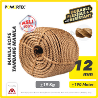 Tali Tambang Manila Rope 12mm x 190m x 19kg Tampar Dadung POWERTEC