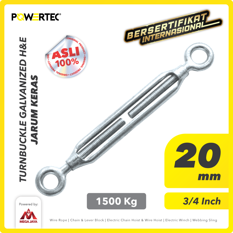 Turnbuckle / Jarum Keras Galv Eye & Eye M20 Span Skrup POWERTEC