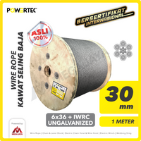 Wire Rope / Kawat Seling Baja 6x36 IWRC 30mm Ungalv POWERTEC - 1 Meter