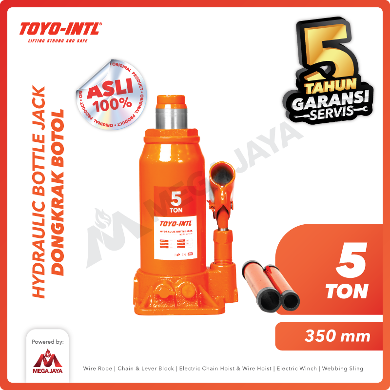 Hydraulic Bottle Jack / Dongkrak Botol 5 Ton TOYO