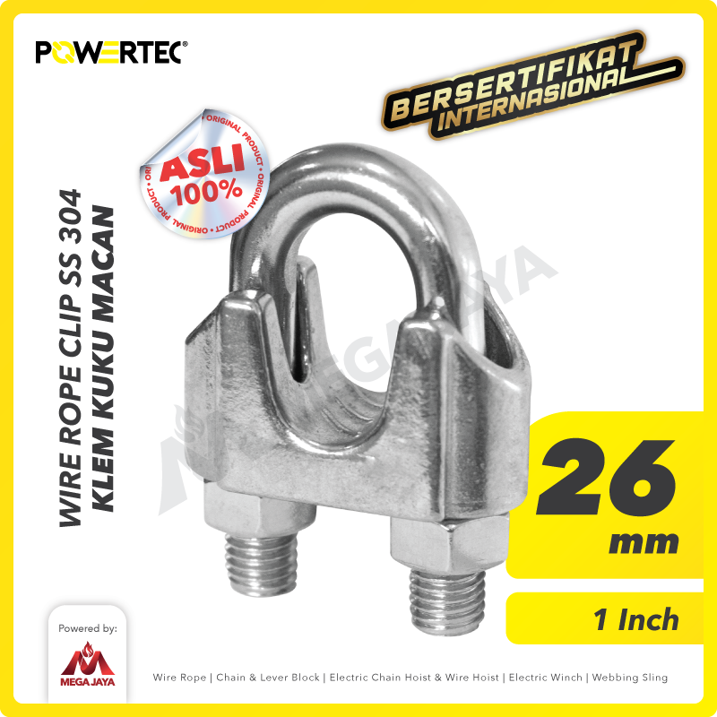 Wire Rope Clip / Klem Seling Kuku Macan SS 304 26mm POWERTEC