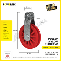 Pulley Nylon Katrol Kerekan 89mm 3-1/2" - 1 Sheave Nilon POWERTEC