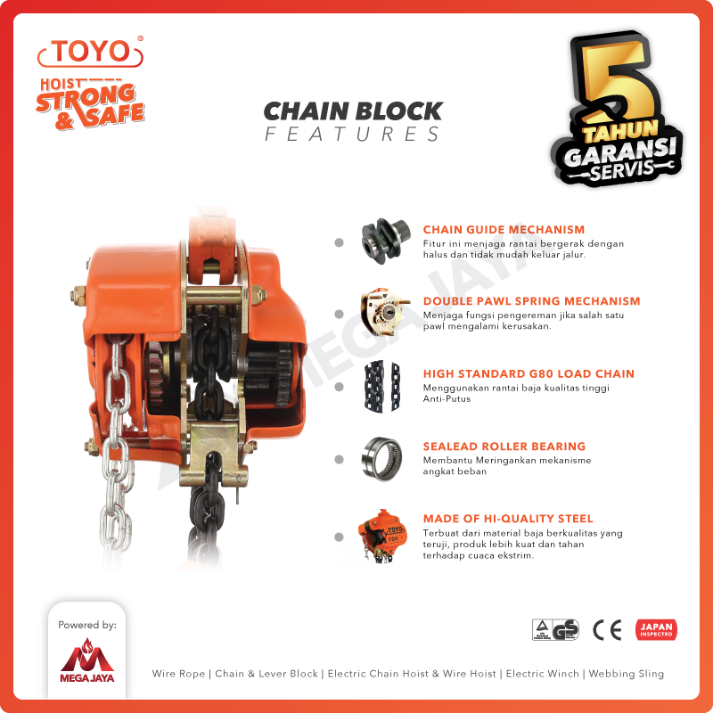 Chain Block / Takel 3 Ton x 5 Meter TOYO