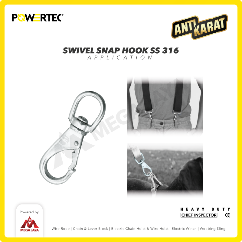 Swivel Snap Hook SS 316 / Cantolan Kaitan Anjing 115mm POWERTEC