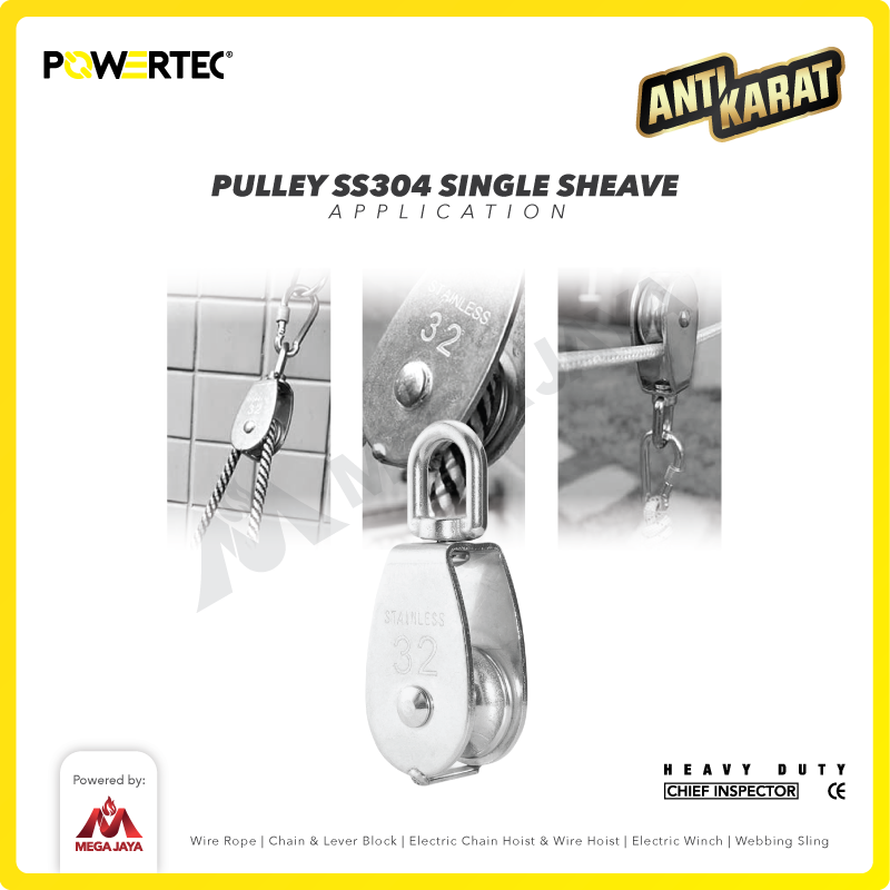 Small Pulley SS 304 Katrol Kerekan 100mm - 1 Sheave Stainless POWERTEC